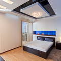 Трейд стиль интерьера: натяжные потолки в двух уровнях