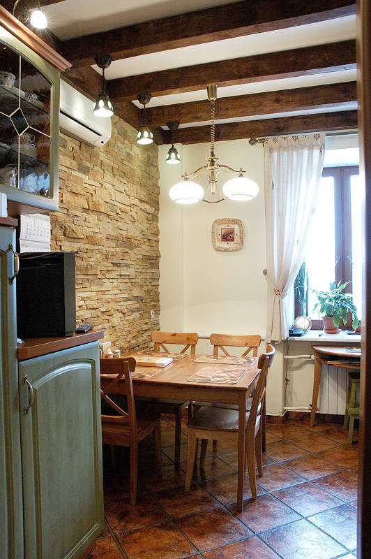 Отделка столовой искусственным камнем